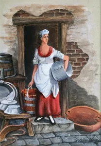 Woman at the kitchen door.