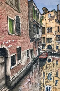 Canal scene, Venice, Italy.