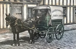 Old Norwich Co-op bakers delivery cart.