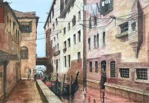 Canal scene, Venice, Italy.