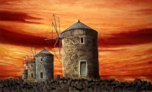 Windmills, Rhodes, Greece