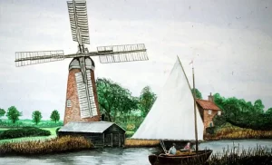 Windmill and Boat, Norfolk Broads.