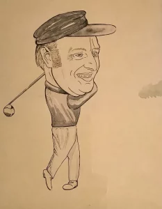 Caricature of a Golfer (in Private Collection)