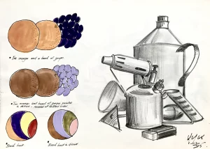 Fruit, balls and tools